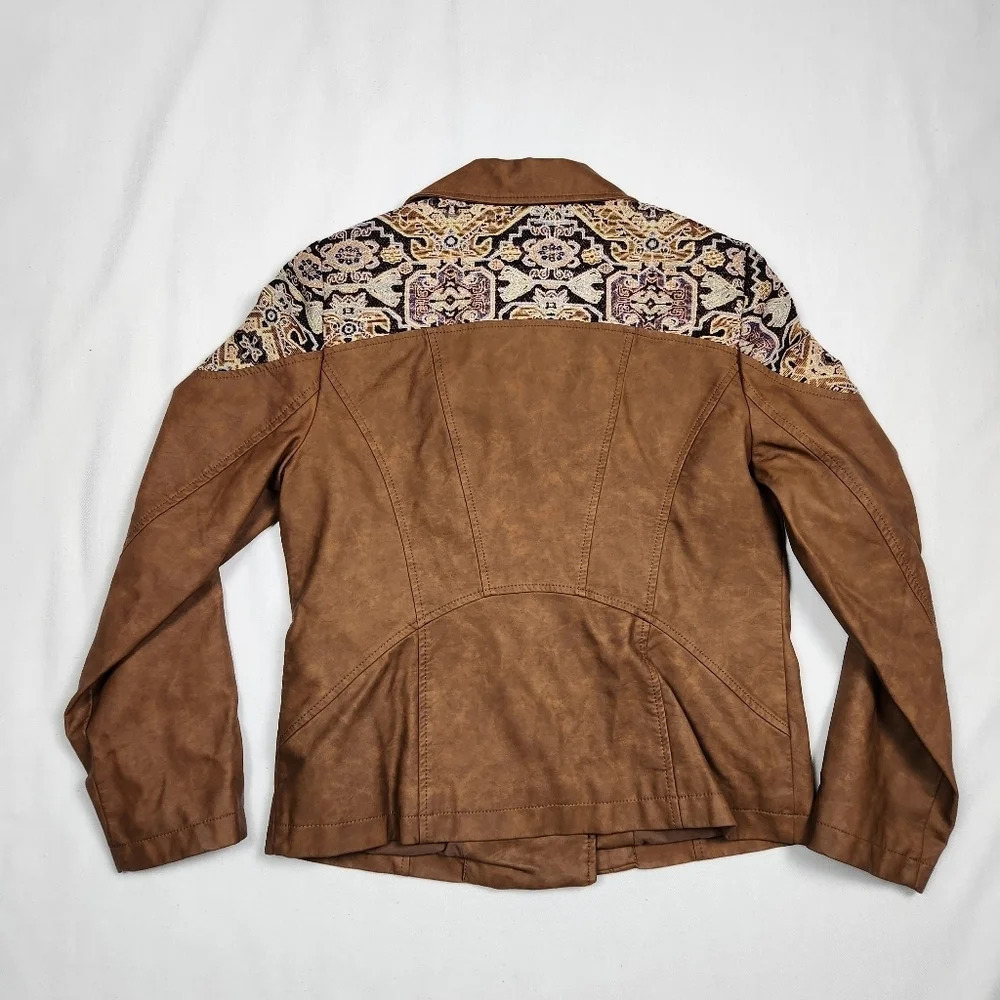 Chico's Faux Brown Leather Jacket - Picture 7 of 7